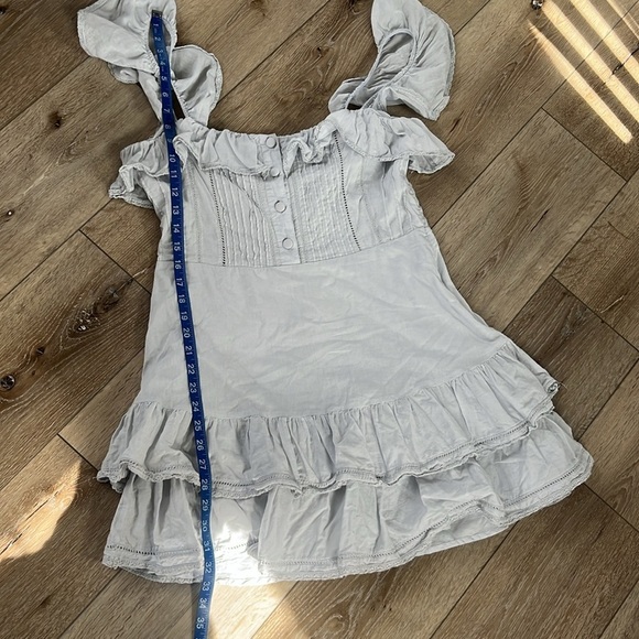 Lovers + Friends Edwin Mini Dress Ice Blue Ruffle Button - Picture 15 of 15